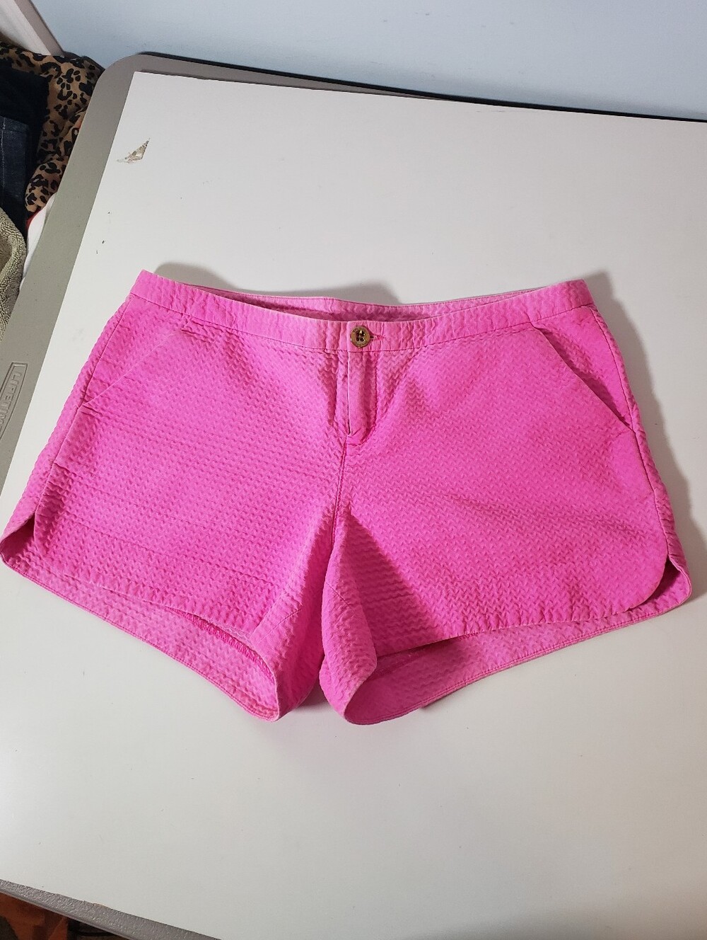 Lily Pulitzer Women’s Pink Ripple Texture Casual Shortie Shorts 8 Coastal Preppy